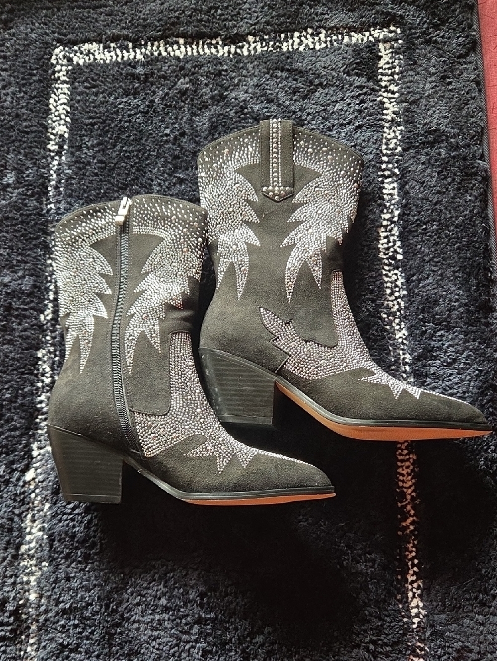 Women's Black Ronilurn Crystal Embellished Western Boots